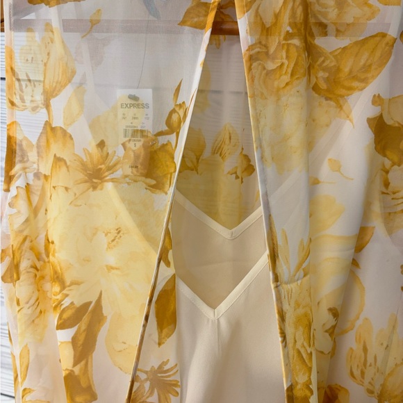 NWT EXPRESS Sheer Floral High Neck Blouse Peekaboo Back Built-in Cami Size Small - Picture 4 of 11